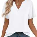 Zeagoo Womens Tops Short Sleeve V Neck Tee Shirts Cute Dressy Casual Clothing Business Work Blouse B-white, Medium