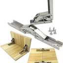 2 Pack Hidden Cabinet Door Hinges 180 Degree Wooden Box Hinge Leaf Support Sliding Hinges and Latch Table