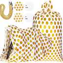 Sabary 2 Pcs 80 x 60 Inch Jumbo Bike Gift Bags Christmas Extra Large Plastic Giant Thicken Bicycle Bag White and Gold Dots Xmas Holiday Bags for Snack Treat Goodies Weddings Birthdays Engagement Party