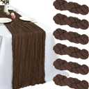 6 Pack Brown Cheesecloth Table Runner 10FT Boho Cheese Cloth Gauze Fabric Table Runner 35 x 120 Inch Rustic Sheer for Bridal Wedding Decor Holiday Home Baby Shower Party Decoration