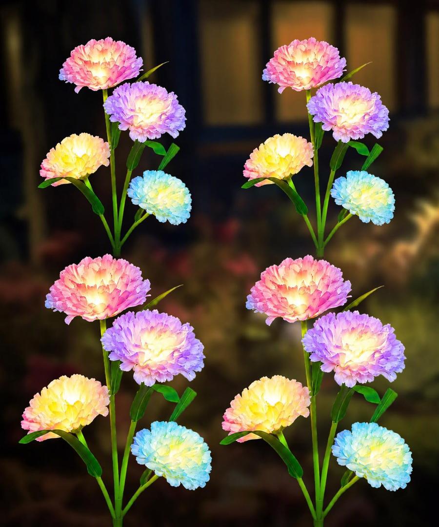 Solar Lights Outdoor, Dual Use Flower Lights with 40H Runtime