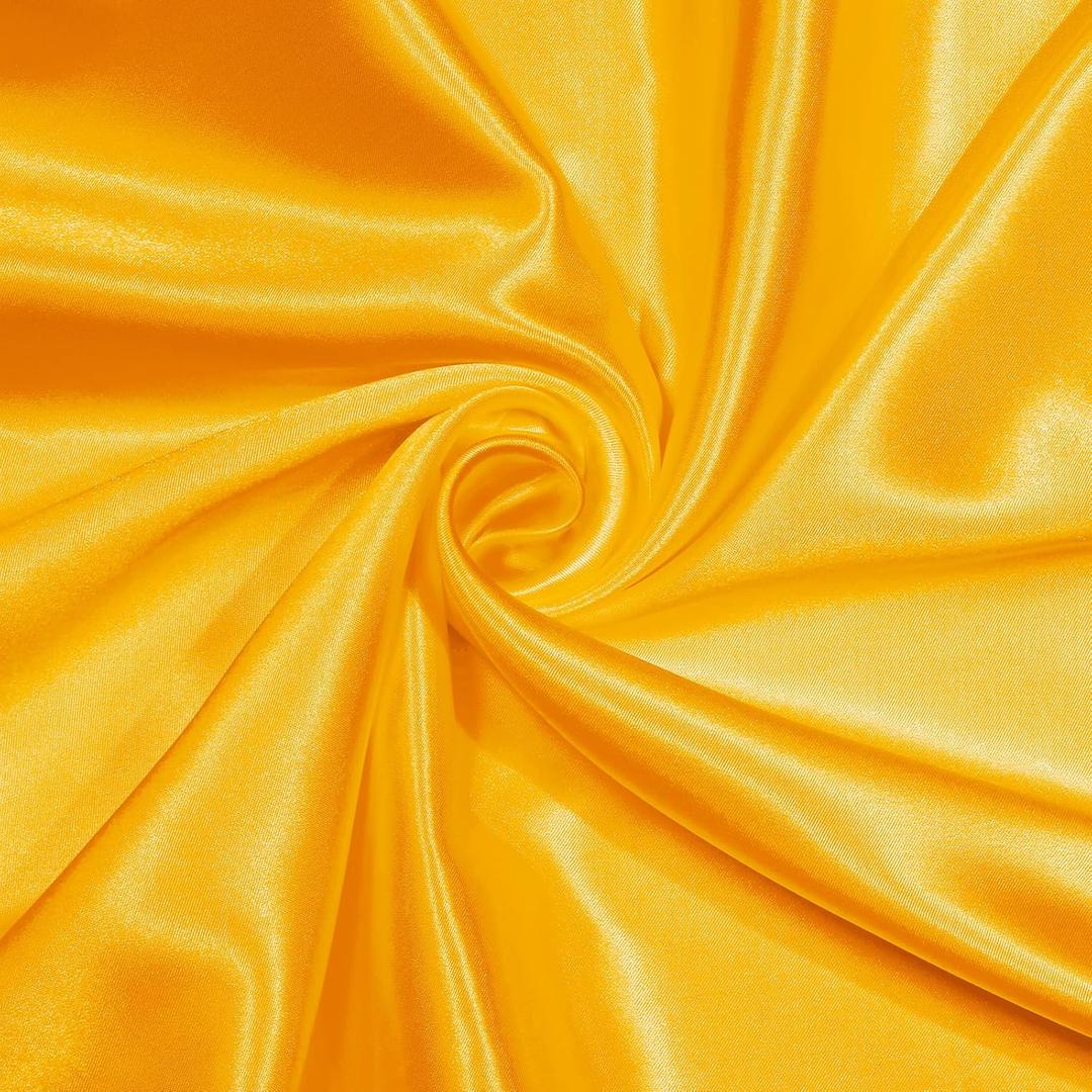 NSGZ Yellow Satin Fabric by The Yard, 2 Yards 60" Wide Silky Fabric, Solid Satin Cloth Fabric for Bridal, Wedding, Dress, Crafting, Decoration
