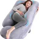 U-Shaped Pregnancy Pillow for Sleeping, Full Body Support for Back, HIPS & Belly - 57 Inch Maternity Pillow with Machine Washable Cover | Maternity Essential (Velvet Grey-57inch)