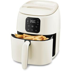 DASH Tasti-Crisp Ceramic Air Fryer Oven, 2.6 Qt., Cream  Compact Air Fryer for Healthier Food in Minutes, Ceramic Nonstick Surface, Ideal for Small Spaces - Auto Shut Off, Digital, 1000-Watt