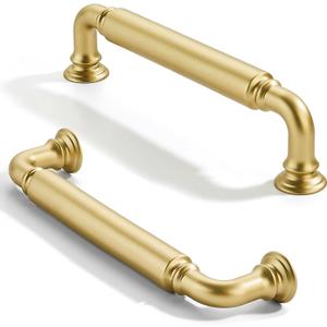 2 Pack 4 inch(102mm) Center to Center Brushed Gold Cabinet Pulls Solid Cabinet Hardware Heavy-Duty Drawer Handles Kitchen Cabinet Pulls Drawer Kitchen Cabinet Hardware