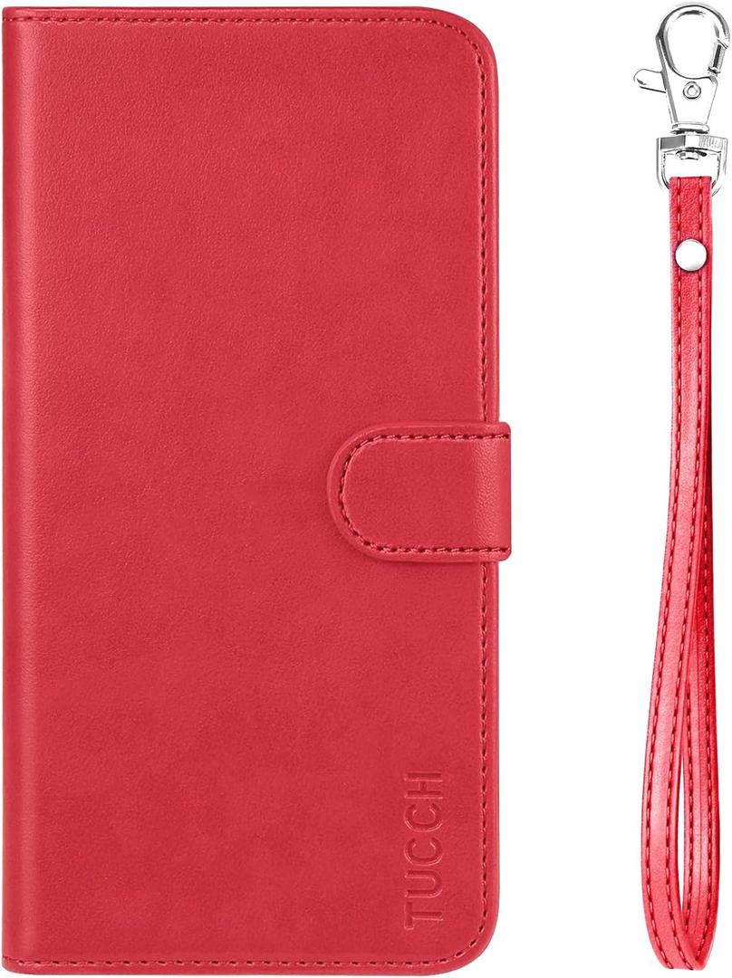 TUCCH 2-in-1 Removable Case Wallet for iPhone 17 Pro (6.3") 2025, Bright Red