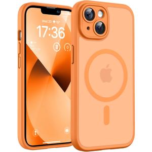 TOCOL for iPhone 13 Case, Full Camera Protection, Compatible with Magsafe, Drop Protection, Translucent Magnetic Matte Phone Case for iPhone 13 6.1 inch (Orange)