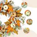 24in Pre-lit Front Door Fall Wreath, for Thanksgiving Home Decor