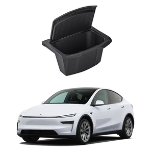 Safixion Rear Center Console Organizer for New Model Y Juniper Can with AntiSlip Lid Cover Backseat Storage Box 2nd Row Seat Organizer Bin for Model Y Juniper Accessorie 2025 2026