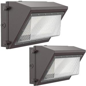 120W LED Wall Pack Light with Dusk-to-Dawn Sensor, 16800LM 5000K LED Security Flood Lighting, 120V Outdoor LED Wall Lights for Parking Lots|Warehouses|Factories|Yard, 2 Pack