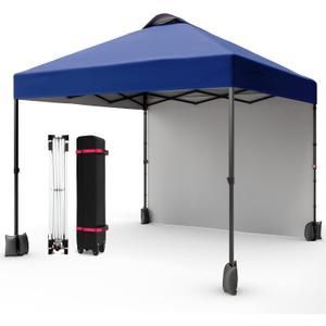 GarveeHome 10X10 Ft Pop-Up Canopy Tent with Sidewalls & Vented Roof Easy Setup Instant Shade Shelter for Picnic, Camping, Outdoor Events - Includes Storage Bag, Sandbags, Stakes & Ropes