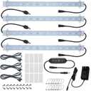 Litever Grow Light Strip Kit 36W with Timer, 4 pcs 16 Inches LED Grow Light Strips with Extension Cables, Mounting Accessories for Greenhouse, Grow Shelf. Perfect for Indoor Growing-(4-Strip-Kit)