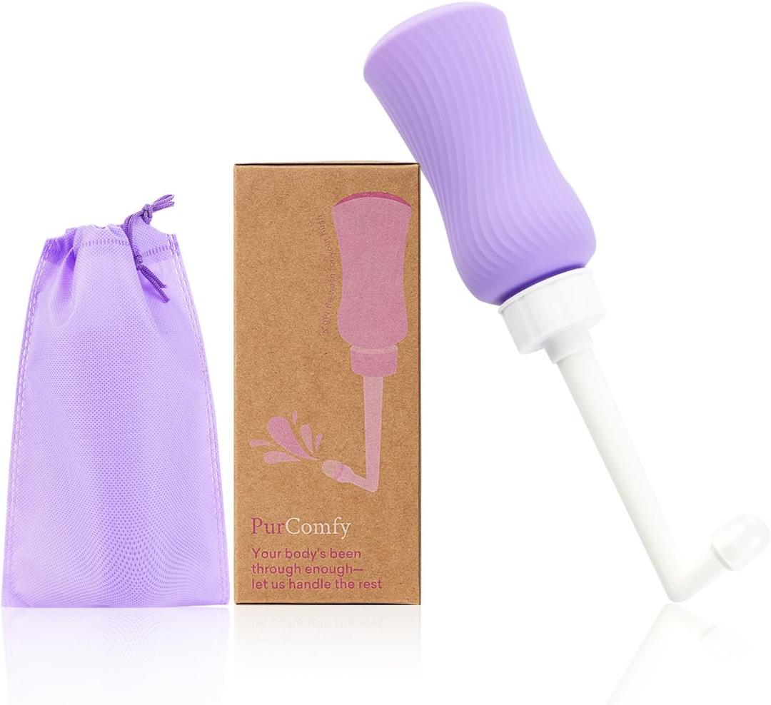 PurComfy Upside Down Peri Bottle for Postpartum Care Essentials, Portable Bidet Travel for Postpartum Perineal Cleansing and Recovery, Peri Bottle for Women, Men, and New Moms, 11 oz, Pack of 2