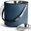 Bakpoco 3L Ice Bucket with Silicone Lid, Scoop, Tongs & Strainer, Stainless Steel Double Wall Insulated Ice Buckets for Parties & Cocktail Bar, Outdoor Champagne Ice Container Bin, Navy