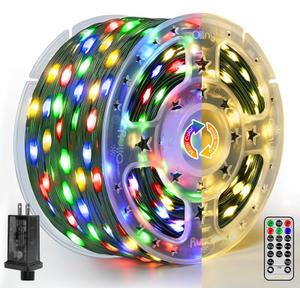 Ollny Christmas Lights 262 FT 800 LED IP67 Waterproof, Color Changing Christmas Lights Outdoor with Remote, 11 Modes Dimmable Timer Warm White to Multicolored Changeable String Lights for House Decor