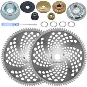 10" x 80 Teeth Carbide Tip Brush Cutter Blades Weed Trimmer Blade Head with Adapter Kit for Weed Eaters, for Husqvarna, Stihl Brush Cutter, String Trimmer, Lawn Mower(2 Pack)