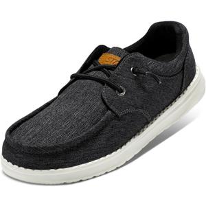 STQ Women's Lace up LoafersOrthopedic Comfotable Ultralight Boat Casual Shoes with Arth Support (9, Charcoal Grey Black)
