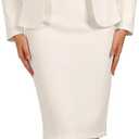 Allegra K Women's 2 Piece Skirt Suit Set Business Long Sleeve Blazer and Pencil Skirt Outfits (Medium, White)