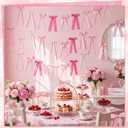 48Pcs Pink Bow Decor, Bow Wall Decor Ribbon Bows Decorations for Party Bridal Shower, Bachelorette Party, Wedding Backdrop, Birthday, Baby Shower, Women Girls Room Bedroom Wall Decoration