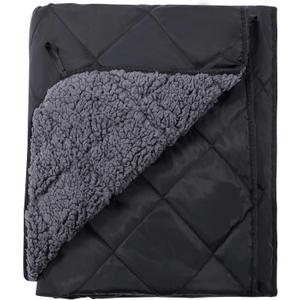 REDCAMP Waterproof Stadium Blanket with Sherpa Lining, Cold Weather Car Blanket Windproof for Outdoor Camping, Machine Washable (50"x 59") (50"x 59" Black)