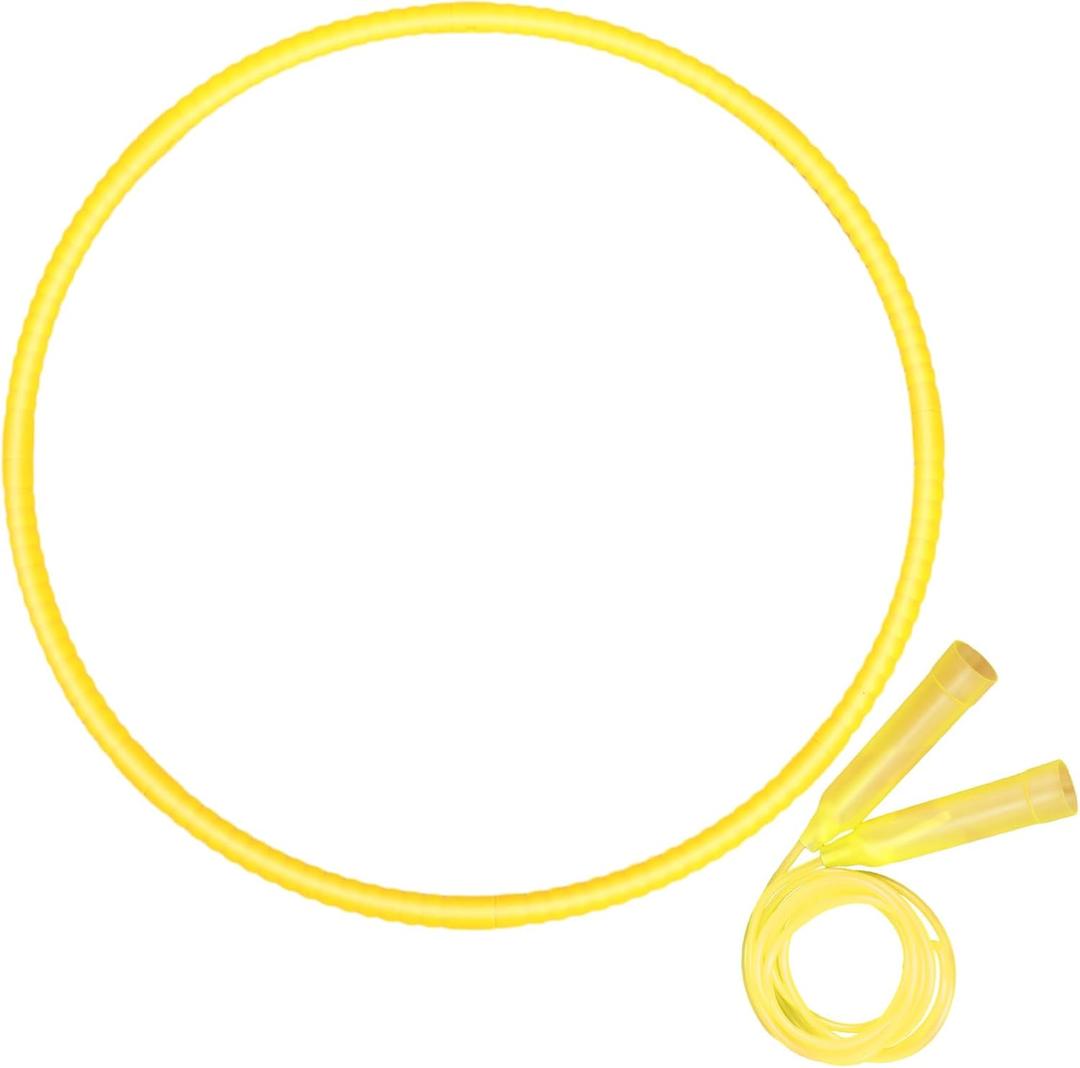 Poen 2 Pcs Detachable Hoop and Jump Rope Set Include 7.3 Ft Skipping Rope and 23 Inch Adjustable Exercise Hoop Gymnastic Fitness Exercise Gift Equipment (Yellow)