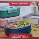 Lille Home 28oz Stainless Steel Leakproof 2-Compartment Bento Lunch Box/Portion Control Food Container with Lunch Bag and Cutlery Set, BPA Free (Green)