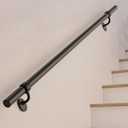 Stair Railing Indoor 5 Feet Hand Rails for Indoor/Outdoor Steps 1.5" Round Porch Railing Wall Mount Aluminum Hand Rails for Indoor Stairs Industrial Staircase Handrails