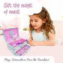 The Memory Building Co Unicorn Musical Jewelry Box Plays Classic Melody, Storage Organizer Music Box for Kids Ages 6-12, MDF Wood w/ 2 Fabric Lined Ring Bracelet Necklace Treasure Compartments