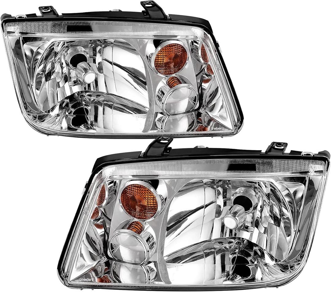 AUTOSAVER88 Headlights Compatible with 1999 2000 2001 2002 2003 2004 2005 Jetta Mk4/Bora Models only Headlamp Chrome Housing Clear Lens (Do Not Fit Models Made Before May 1999/MK5 2005 Models)