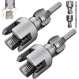 2PCS Integrated Internal & External Pipe Threading Tool with 1/2'' & 3/4'' Dies, Electric Drill Compatible 2 in 1 Pvc Pipe Threader Kit, Dual-Function Pipe Thread Cutting Tool