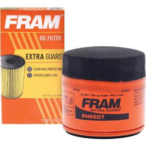 FRAM Extra Guard PH6607, 10K Mile Change Interval Spin-On Oil Filter, black