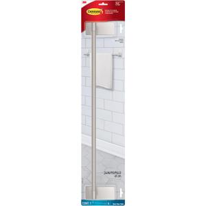 Command Bath Satin Nickel Towel Bar with Water Resistant Command Strips, Bathroom Organizer, 24 in Bar Length Holds up to 10 lbs