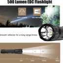 E25 LED Flashlight, 500 Lumen Small Compact Bright EDC Pocket Flashlights with High/Low/SOS Light Modes, IPX6 Waterproof, for Outdoor Camping Searching Emergency