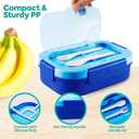2 x Generic DifaBella Kids Lunch Box with Antispill Lid, Bento Box for Kids with 4 Compartments BPA-Free Plastic, Spoon & Fork Included, Compact and Colorful Meal Container (Blue), 8.66 x 5.9 x 2.7