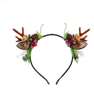 Christmas Antler Horn Headbands Reindeer Hair Band Xmas Deer Headwear, Antler Ear Hair Hoop Christmas Head Bopper Cosplay Costume Tiara