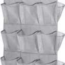MISSLO 30 Large Pockets Dual Sided Hanging Shoe Organizer for Closet with Rotating Hanger Hanging Shoe Shelves, Grey