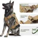 WINGOIN Tactical Dog Harness for Large Dogs, Heavy Duty No Pull Dog Harness with Handle, Adjustable Reflective Military K9 German Shepherd Big Size Dog Vest for Walking, Training, Hunting, Khaki (L)