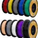 Kingroon PETG 3D Printer Filament, 10 Rolls, Dimensional Accuracy +/- 0.03 mm, 10kg Spool(22lbs), 1.75 mmBlack White Grey Red Blue Green Purple Skin Silver Yellow (10*1kg(black&white&grey&red& Blue &Green&purple& Skin &Silver &Yellow)