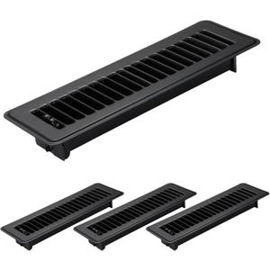 Fumete 4 Pcs 10 x 2 Inch Floor Vent Covers Heavy Duty Floor Register Metal Heat Vent Covers with Rust Proof Finish for Home Heater (Black)