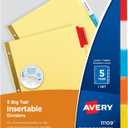 3 x Avery Binder Dividers - 5-Tab Insertable Multicolor Big Tabs for Binders, 1 Set of Dividers (11109)