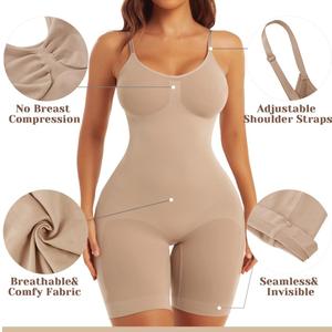 EUYZOU Shapewear Bodysuit for Women Tummy Control Seamless Sculpting Body Shaper Top, XL, Beige