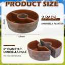 1 Set Patio Umbrella Planter Rustic 2 Pcs Half Round Terra Cotta Planter 12 Inch Cement Planters Half Circle Flower Pot for Patio Table Garden Home Plants Outdoor
