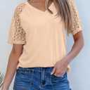 Dokotoo V Neck T Shirts for Women Spring Summer Tops Dressy Casual Blouses Basic Tees (L)