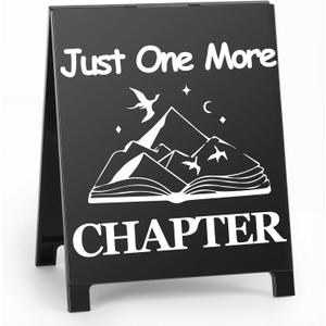 Just One More Chapter Book Desk Decor Sign Retro Bookstore Table Display for Home Office Reading Nook Library Bookshelf Christmas Gift for Readers Nerd Bookworms Librarians
