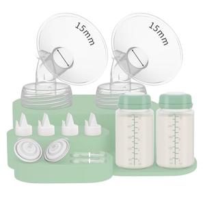 2 Packs 15mm Full Pump Parts with 10oz Bottle Compatible with Spectra S1/S2/SG/9plus/SG, Replacement Kit for Spectra Pump Parts Include 15mm Flange, 10oz Bottle, Backflow Protector, Valve, Tube