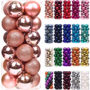 Emopeak 24Pcs Christmas Balls Ornaments for Xmas Tree - 2.5 Inch Shatterproof Christmas Tree Decorations Hanging Ball for Holiday Wedding Party Decoration Rose Gold