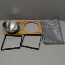 Elevated Whisker Friendly Cat Bowls, 15 Tilted Stand Anti Vomiting Raised Dishes for Food and Water, Stainless Steel Bowls for Cats and Puppy (Bamboo)