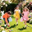 Easter Baskets for Kids, Bunny Easter Basket Set 3-Pack for Egg Hunt, Reusable Velvet Easter Basket with Bunny Ears for Easter Games, Party Gifts & Spring Decoration (Blue, Pink, Yellow)