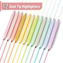 Mr. Pen- Dual Tip Aesthetic Highlighters, 12Pack, Chisel & Fine Tips, Pastel Colors, Cute Assorted Colors, Cute High lighters for School, Highlighter Set