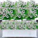 Fake Flowers Outdoor,20 Bundles UV Resistant Artificial Flowers No Fade Outdoor Faux Plastic Plants for Garden Porch Window Box Outside Decor(White)